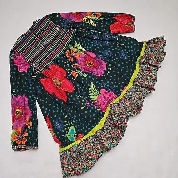 Catimini Toddler Girl Dress 4/104 Boho Style Floral Cotton Zip Back - Picture 10 of 15